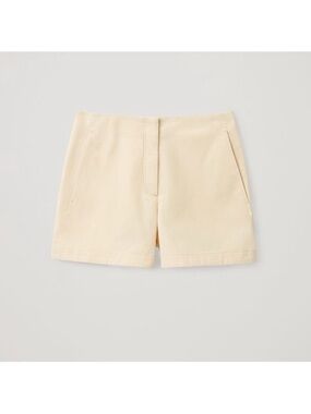 COS Cream High-Waist Cotton Shorts
